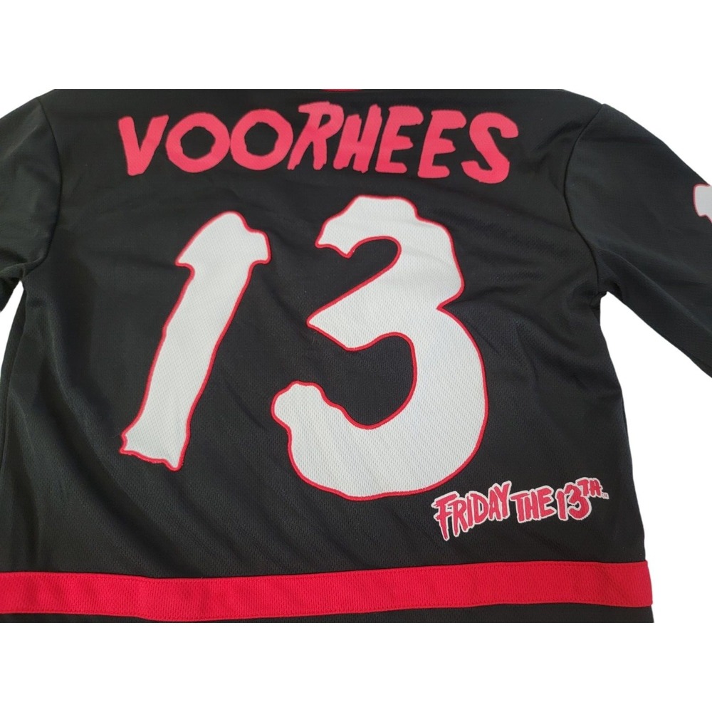 Friday the 13th Jason Voorhees Hockey Jersey Men's Size XS Shirt Black & Red - Picture 3 of 10
